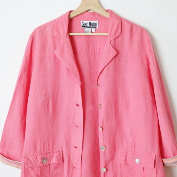 Vintage Pink Linen Blend Jacket - Picture 2 of 5